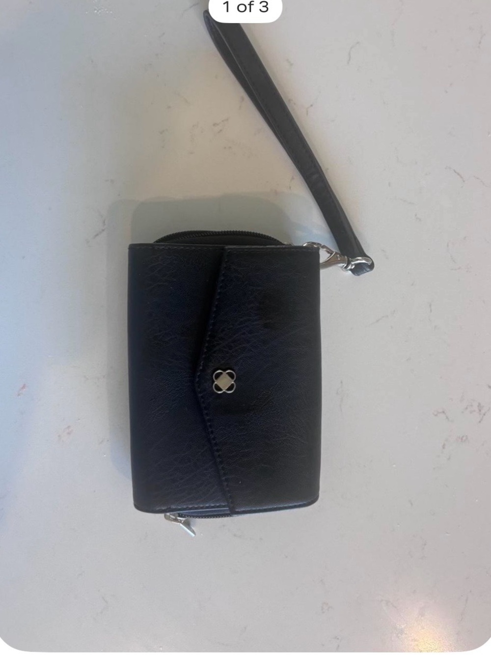 Miche Black Leather Wristlet Clutch